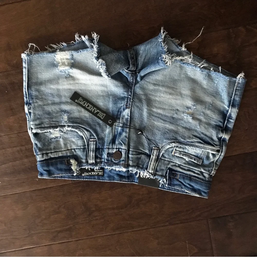 Blank NYC Light Blue Distressed Denim Jean Shorts - Picture 4 of 4